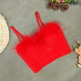 thumbnail image 5 of Virmaxy Women's Faux Fur Full Figure Bras Comfort Shaping Full Figure Wirefree Tank Top Bra Printing Gathered Together Large Size Daily Bra Underwear No Rims Red-B XL, 5 of 5