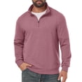 thumbnail image 6 of JWD Mens Quarter Zip Pullover Mock Neck Long Sleeve Casual Sweatshirt Lightweight Knit Top Wine Red L, 6 of 8