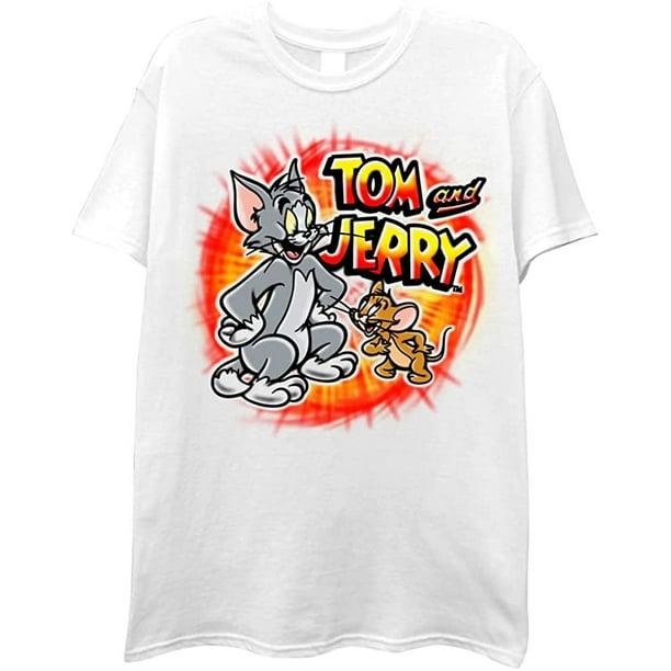 Mens Tom & Jerry Battle Shirt - Classic Hanna-Barbera Tee - Vintage Cartoon Chase T-Shirt Mens Tom & Jerry Battle Shirt - Classic Hanna-Barbera Tee - Vintage Cartoon Chase T-Shirt