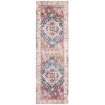 SAFAVIEH Saffron Ekaterina Bordered Runner Rug, Beige/Blue, 2'3" x 8'