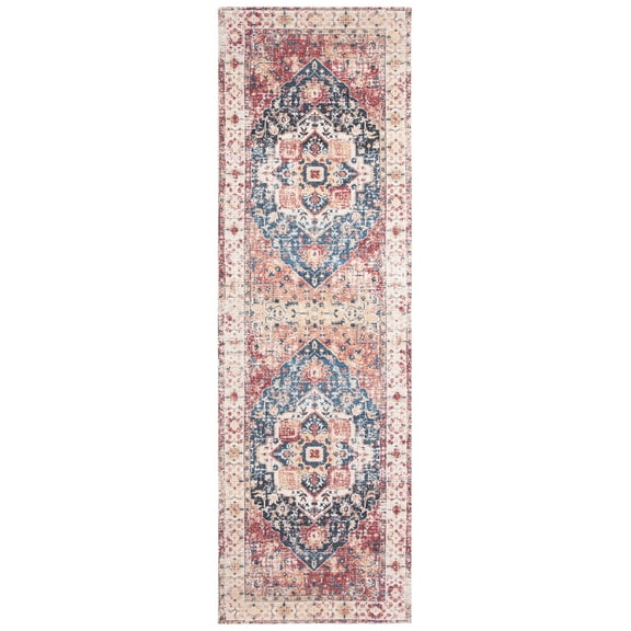 SAFAVIEH Saffron Ekaterina Bordered Runner Rug, Beige/Blue, 2'3" x 8'