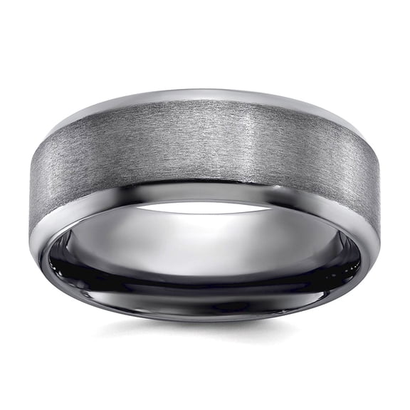 Tantalum Brushed and Polished 8mm Beveled Edge Band Size 8.5 Ring for Women and Men - 15.6 Grams