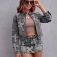 thumbnail image 2 of 2 Piece Denim Skirt Set for Women Y2K Long Sleeve Zipper Jean Jacket Top Mini Skirt Bodycon Set Two Piece Outfits, 2 of 5