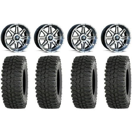 MSA Dark Tint Vibe 14 UTV Wheels 28 BDC Tires Yamaha Viking Wolverine YXZ1000R CFMoto ZForce 950 UForce 1000