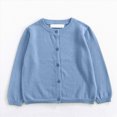 thumbnail image 2 of zuwimk Girls Cardigan Sweaters Ruffle School Uniform Sweater Crew Neck Button Down Coat for Girls(4-5 Years,Sky Blue), 2 of 5