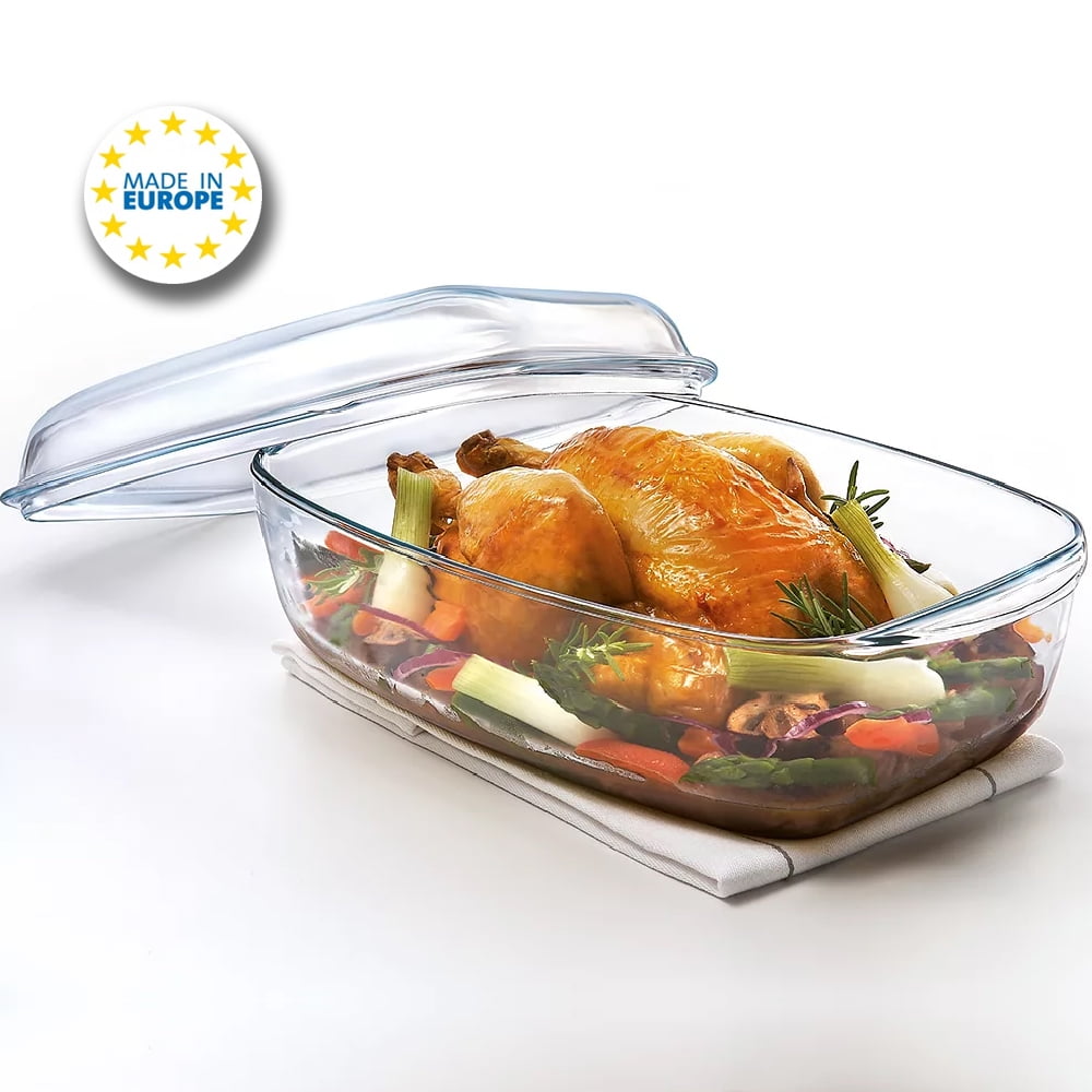 Glass Casserole Dish with Lid, Baking Dish for Oven, Clear Rectangular Ovenware, 67 oz Walmart