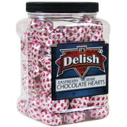 Valentines Raspberry Crme Filled Chocolates Hearts in Silver & Red Foil by It's Delish, 2.5 LB Bulk Jumbo Container - Great Valentines Day Gift - Events Family Parties Anniversary - Kosher Non-Dairy