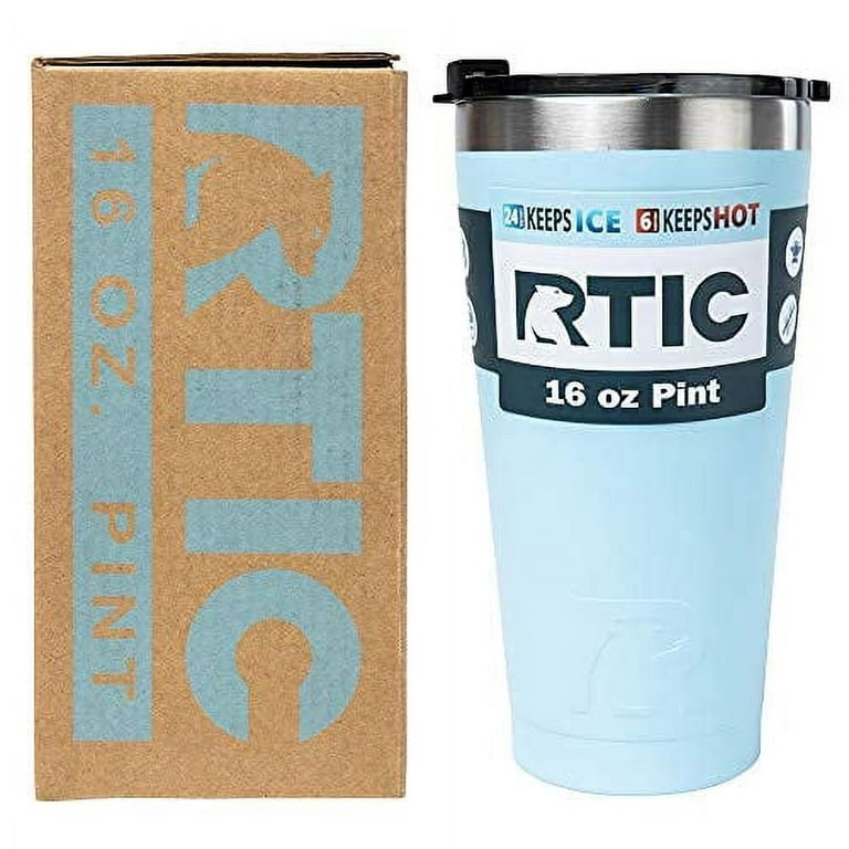 RTIC Pint 16 oz Insulated Tumbler Stainless Steel Metal Coffee, Frozen  Cocktail, Drink, Tea Travel Cup with Lid, Spill Proof, Hot and Cold,  Portable Thermal Mug for Car, Camping, White 