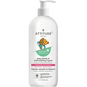 ATTITUDE Baby Dish Soap, Plant-based Dish Liquid Extra Gentle on Sensitive Skin & Tough on Milk Residue & Grease on Bottles, Fragrance Free, 1 Liter