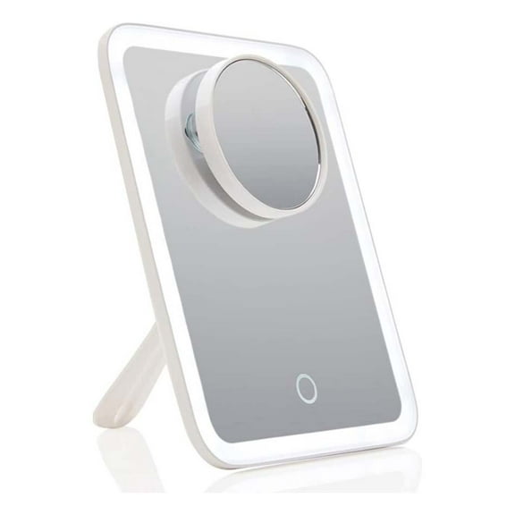 Fancii Aura Go 2 Portable LED Makeup Mirror with 3 Adjustable Light Settings, 10x/1x Magnifying, White