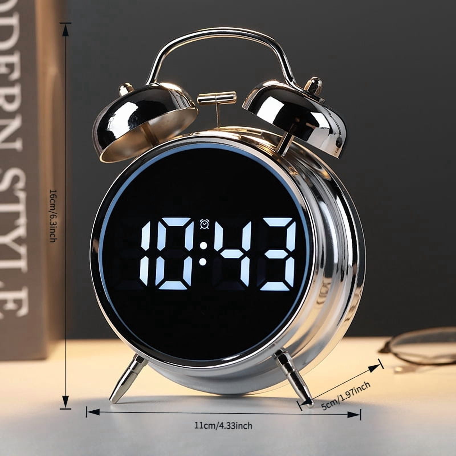 Ultra-Loud Alarm Clock with Powerful Metal Chime Essential for Heavy Sleepers Multi-Functional Plug-In Alarm Clock