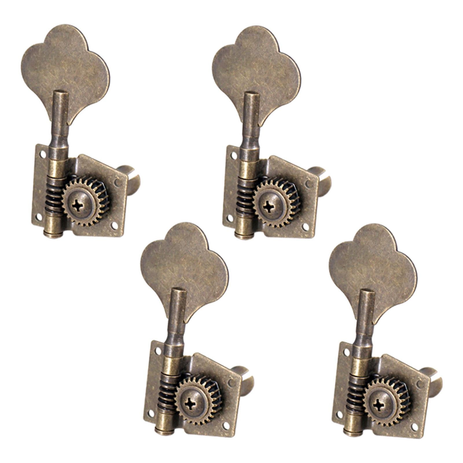 LeeQinersw 4 Open Bass Tuning Pegs Electric Bass Tuning Pegs Machine Heads Knobs Metal Bass 4R Bronze