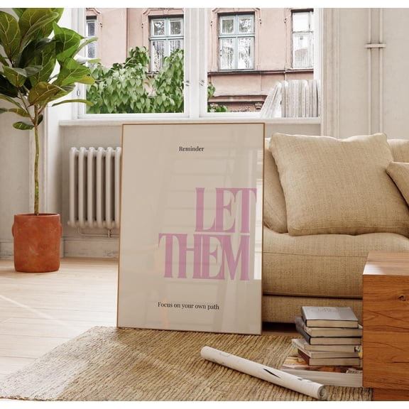 Pink Let Them Quote Girly Empowerment Room Art Poster, Unframed Size 8x12