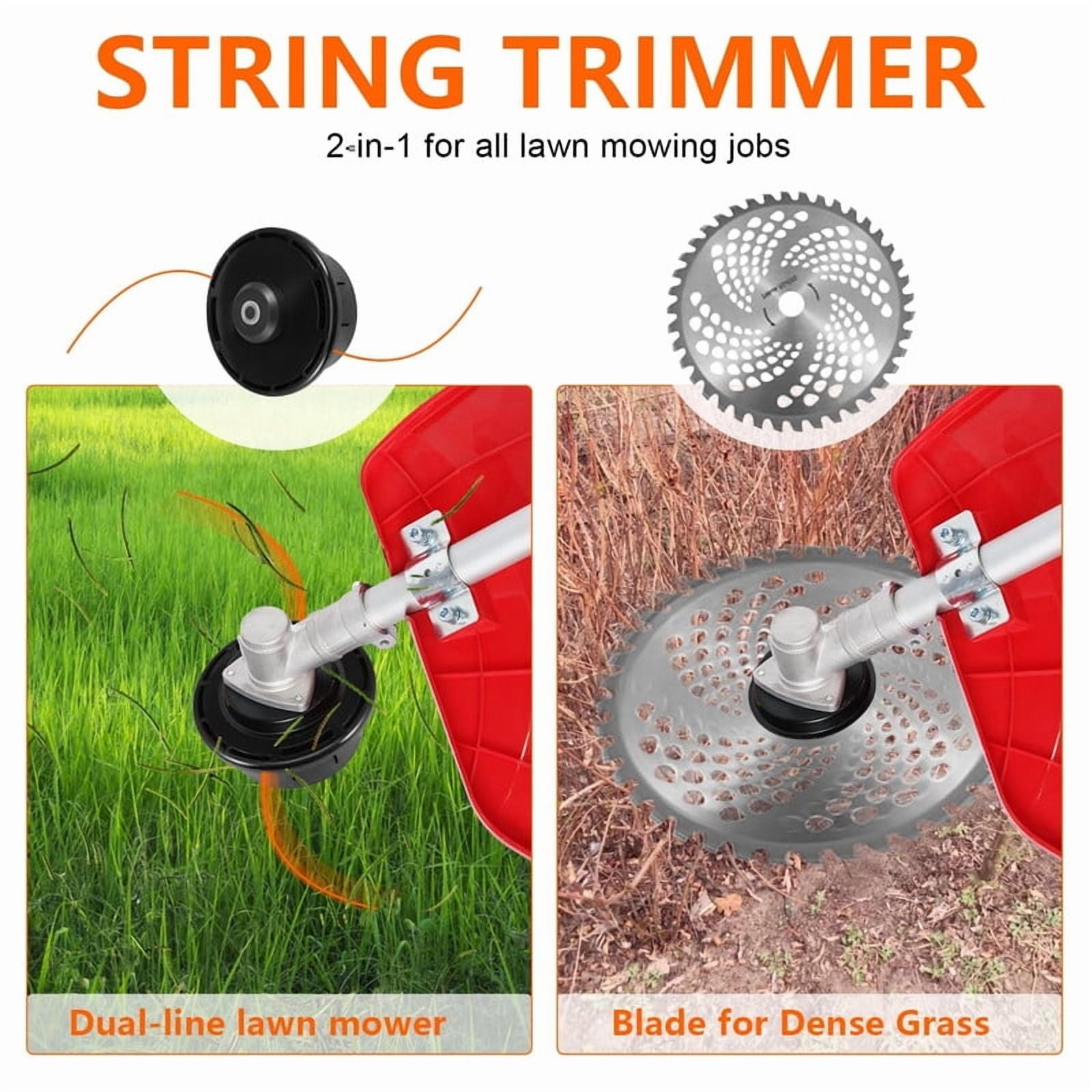 52CC 2-Cycle Weed Eater Gas Powered,2.3 KW String Trimmer Edger,Hedge Trimmer and Brush Cutter Blade, 2025 Upgrade 5-in-1 Multi Yard Care Tools, Rubber Handle & Shoulder Strap for Weeds
