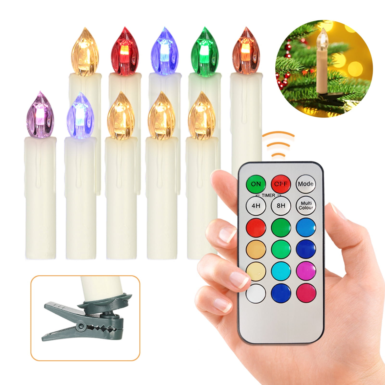 Andoer 10 PCS Flameless Candles with Remote Control Realistic Color
