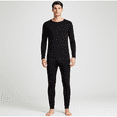 thumbnail image 4 of PatPat Thermal Underwear for Men Long Sleeve Warm Base Layer Top & Legging 2 Piece Set Loungewear with Soft Brushed Lining, Black, L, 4 of 13