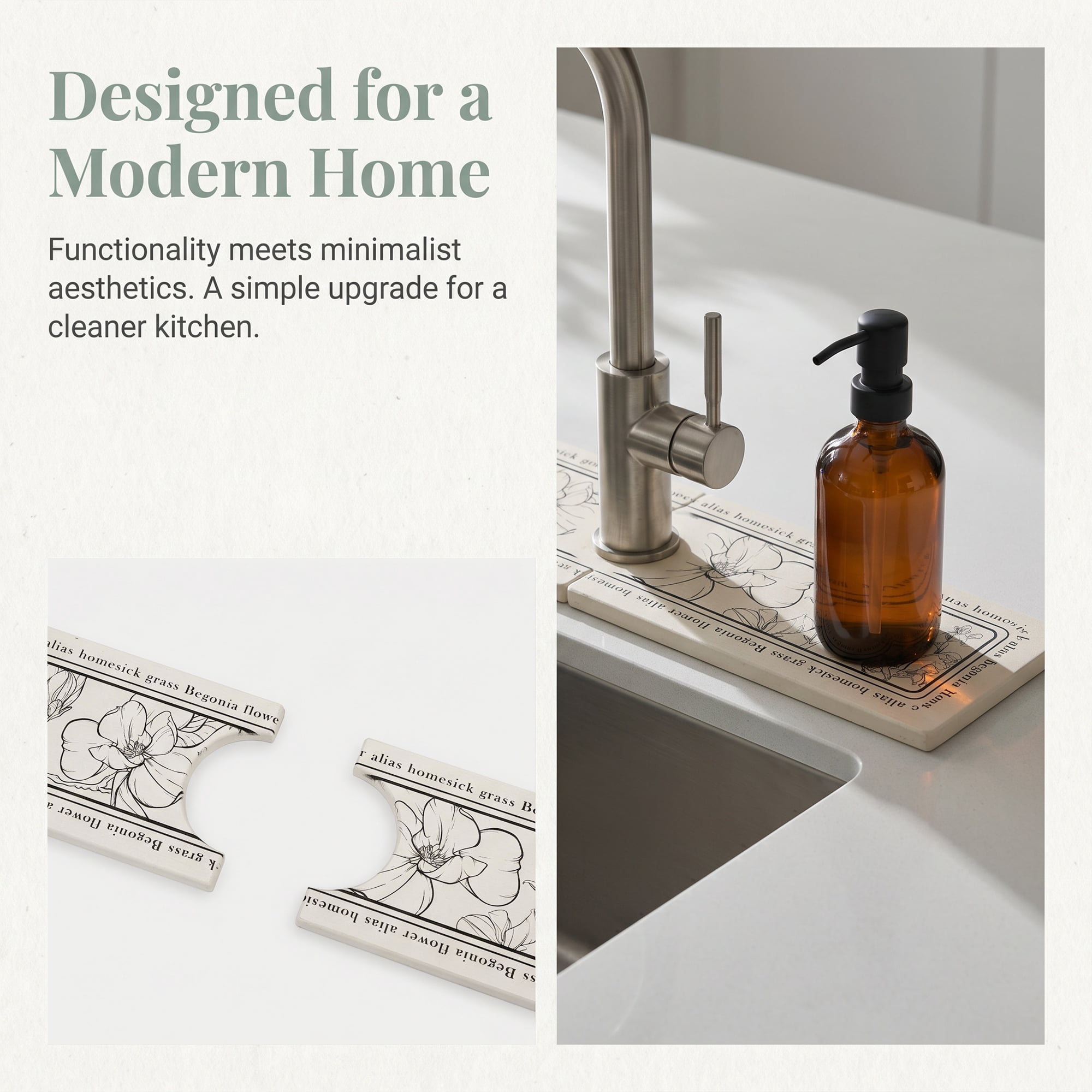 Unique Bargains Faucet Mat Versatile Kitchen Sink Mat for Home Flower 15.7*3.9 in