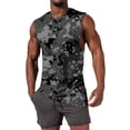 thumbnail image 2 of Tank Tops Men Summer Casual Sleeveless Camo Tees Loose Comfortable Running Muscle Workout Beach Breathable Vests Black L, 2 of 6
