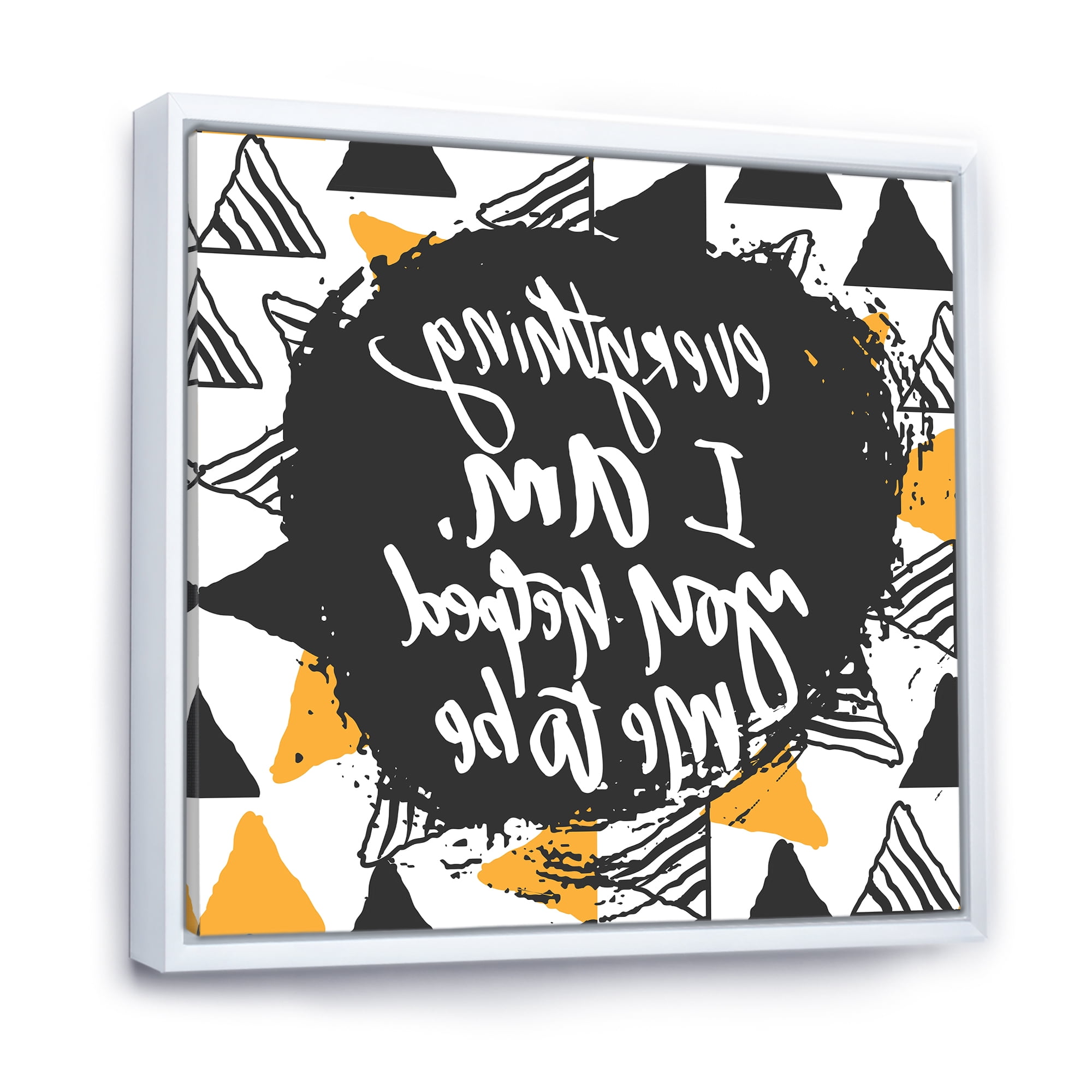 Designart 'Everything I Am You Helped Me To Be On Triangle Pattern' Mid-Century Modern Framed Canvas Wall Art Print
