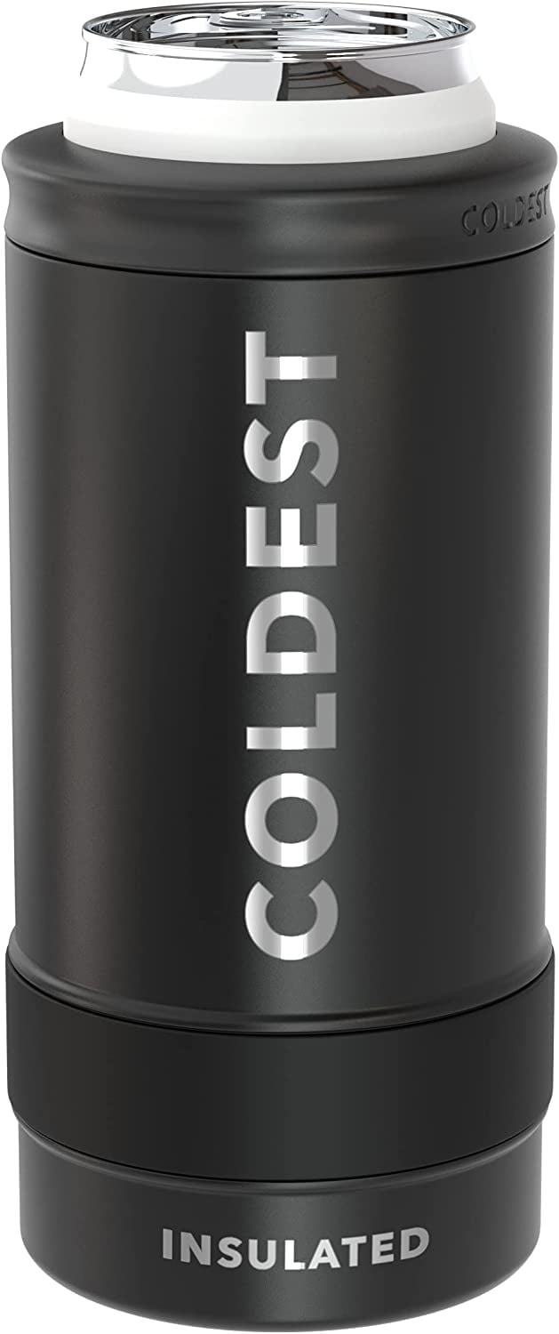 RTIC 16Oz Beer Soda Can Cooler Koozie Black Stainless Stl Vacuum Insulated  1286