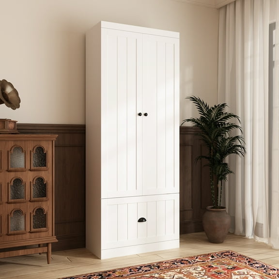 WIAWG 70.9"H Kitchen Pantry Storage Cabinet with Drawer and Adjustable Shelves, White