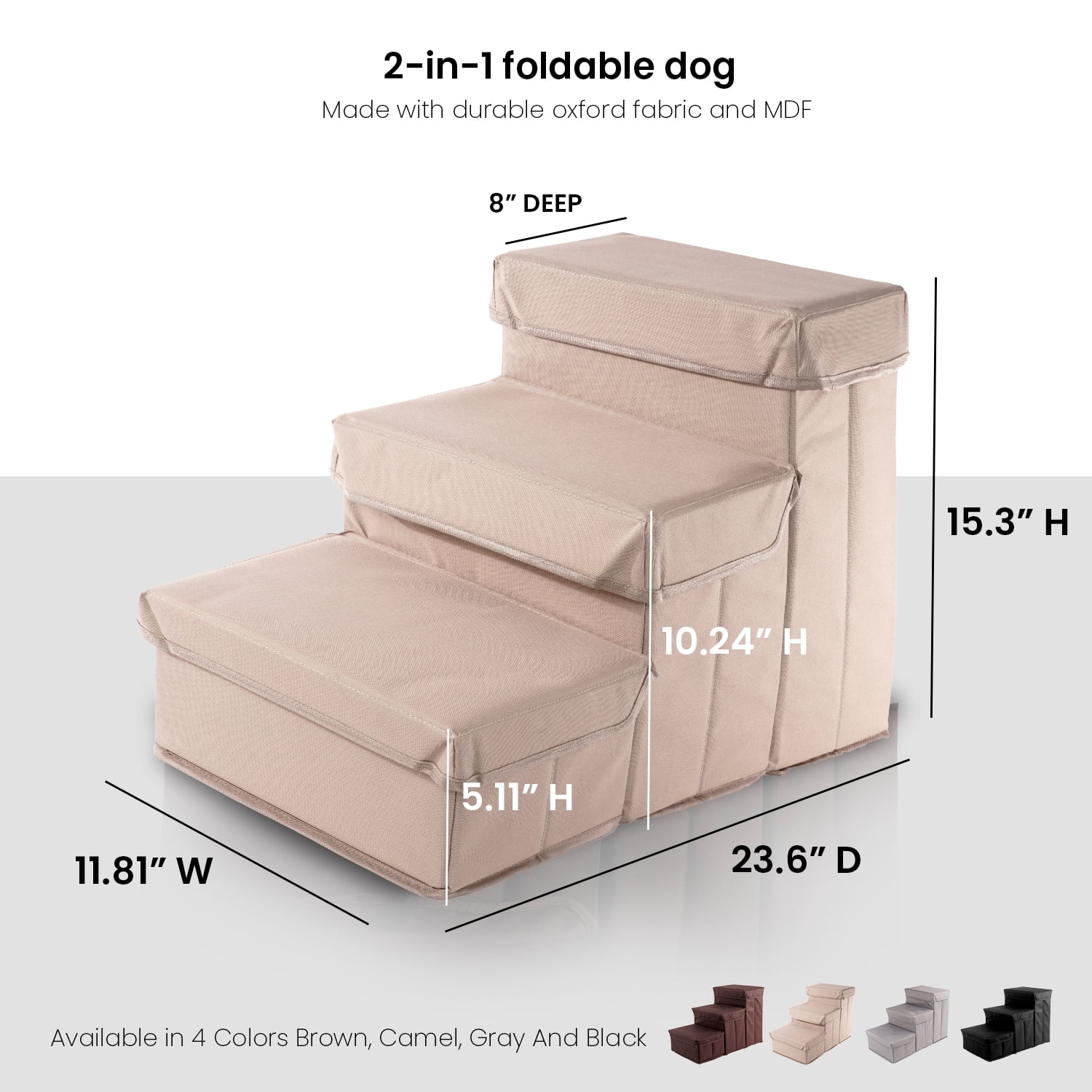 Precious Tails 3-Step Storage Foldable Cat Dog Pet Steps