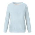 thumbnail image 2 of Pxiakgy Crewneck Sweatshirts Women Long Sleeve Crew Neck Sweatshirt Trendy Casual Pullover Tops Fall Winter Outfits 2025 Women's Solid Color Round Neck Pocket Long Sleeve Top Sweatshirt Light Blue Xl, 2 of 7