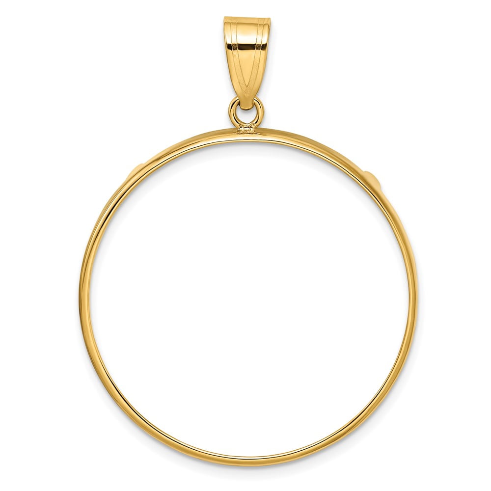 Wideband Distinguished Coin Jewelry 10k Polished 32.7mm Prong Coin Bezel Pendant