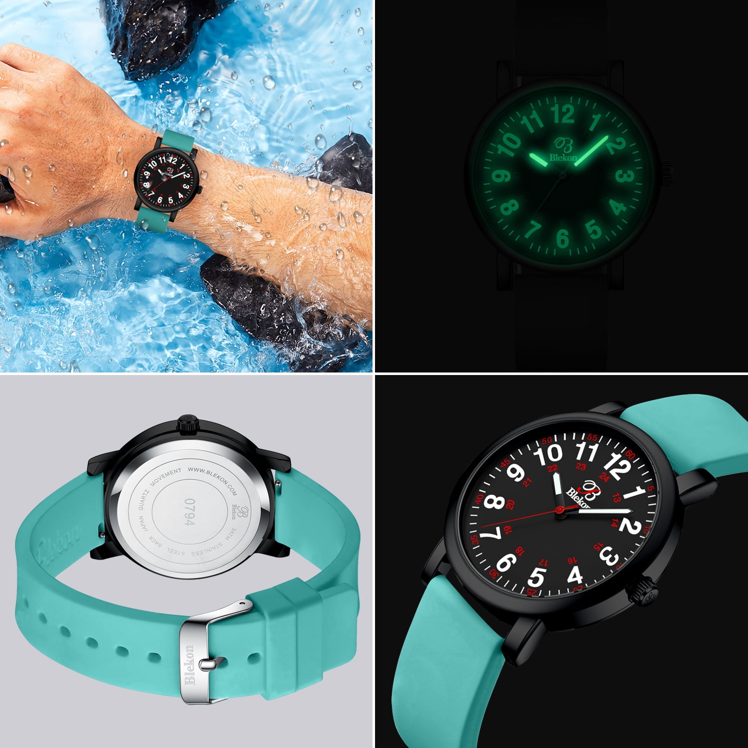 Blekon Original Nurse Watch for Medical Professionals and Students â€“ Various Scrub Colors, Easy Read Dial, Military Time with Seco Hand, Silicone Band, 3 ATM Water Resistant