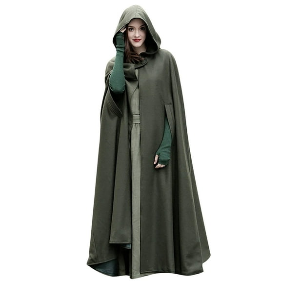 GERsome Women's Wool Blend Hooded Cape Poncho Maxi Cloak Coat