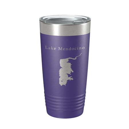 

Lake Mendocino Map Tumbler Travel Mug Insulated Laser Engraved Coffee Cup California 20 oz Purple