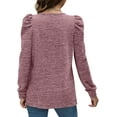 thumbnail image 2 of Crewneck Pleated Sweatshirts for Women Puff Sleeve Tunic Tops S-3XL, 2 of 5