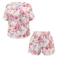 thumbnail image 4 of Yuyamidu Flower Butterfly Women's Sleepwear Set Summer Soft Round Neck Short Sleeve Pajama Top with Matching Shorts 2 Piece (Pink), 4 of 7