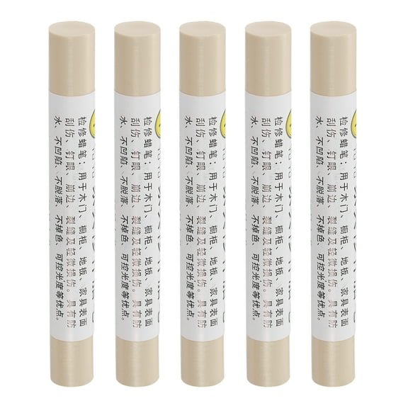 Furniture Repair Crayons Wax Filler Stick, Touch Up Pen Markers, White Cloth 5 Pack