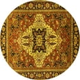 thumbnail image 1 of Ahgly Company Machine Washable Indoor Round Oriental Yellow Industrial Area Rugs, 6' Round, 1 of 4