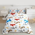 thumbnail image 2 of Homewish Colorful Airplane Queen Comforter Set,Cartoon Aircraft Bedding Sets,Blue White Red Brown Bedding Comforter Set For Kids,Microfiber Bedroom Decor Reversible,3 Pieces, 2 of 8