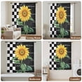 thumbnail image 5 of Sunflower Semi Sheer Curtains Drapes for Living Room, Bedroom, French Doors Window 96 Inches Long, Yellow Floral Black White Plaid Watercolor Rod Pocket Chiffon Curtain Drapery Voile Draperies Panel, 5 of 8