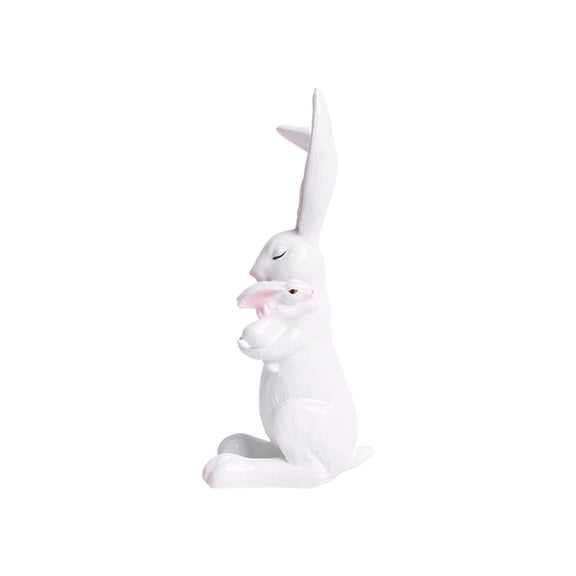 Easter Bunny Resin Figurine Mother-Children Rabbits with Carrot Figurine Home Tabletop Ornaments