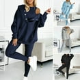 thumbnail image 3 of TNOBHG Women Hooded Casual Suit 3-piece Women's Hoodie Vest Pants Set Solid Color Soft Warm Casual Outfit Long-sleeve Pocket Pullove Top, 3 of 8
