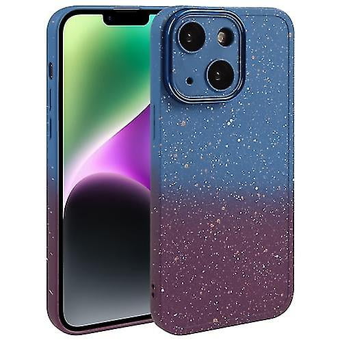 Funda de silicona con degradado de estrellas para iPhone 15 con película para lente
