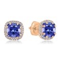 thumbnail image 1 of Dazzlingrock Collection 14K 6 MM Cushion Tanzanite & Round White Diamond Ladies Halo Style Stud Earrings, Rose Gold, 1 of 1