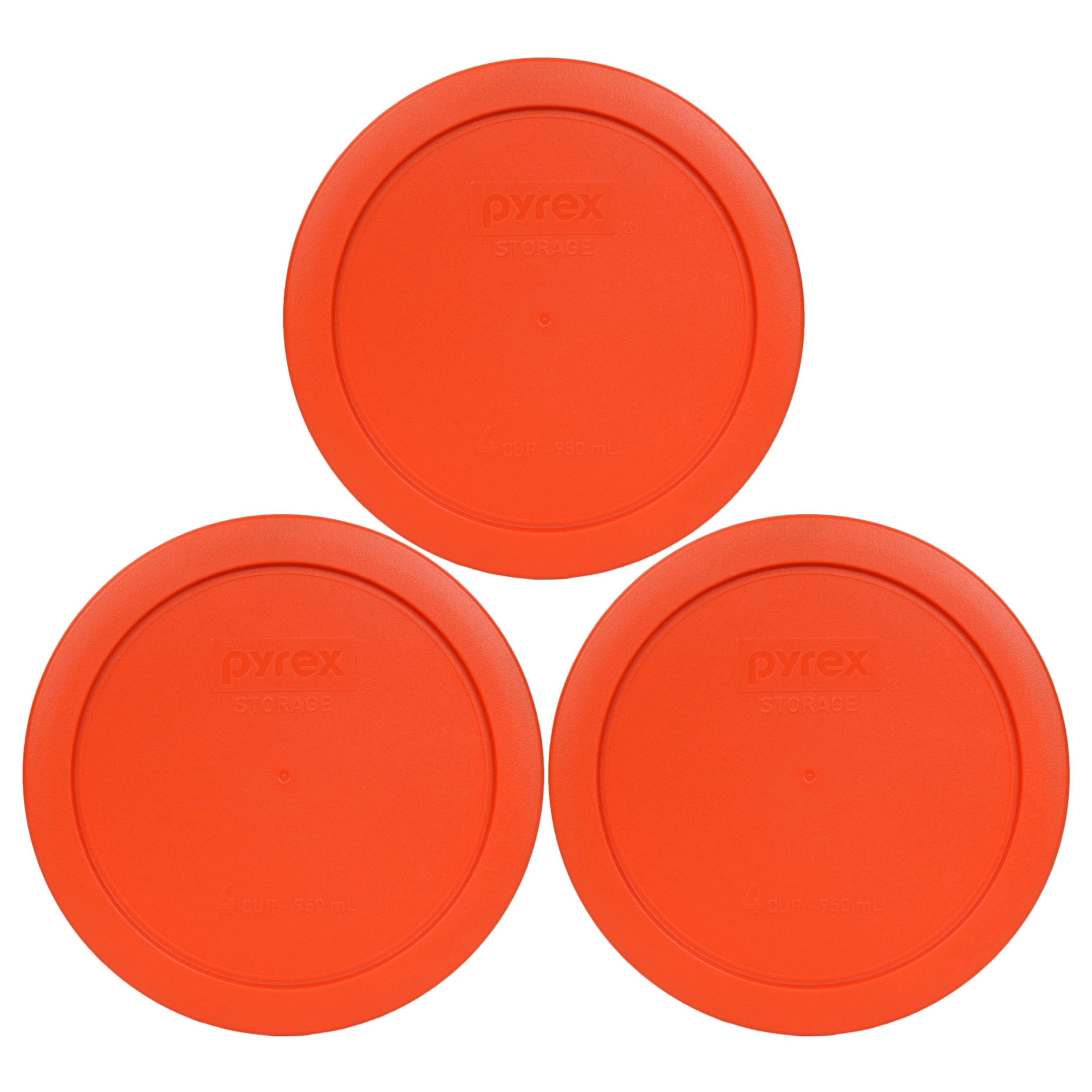 PYREX 7201-pc 4 Cup Round Pumpkin Orange Lid Cover 3pk for Glass Bowl for sale online 