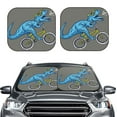 thumbnail image 2 of Daiia Fun Riding Dinosaur 2PCS Car Windshield Sun Shade, Foldable Sun Shield for Car Front Window, Auto Sun Blocker Visor Protector Universal for Truck SUV Pickup-Small, 2 of 7