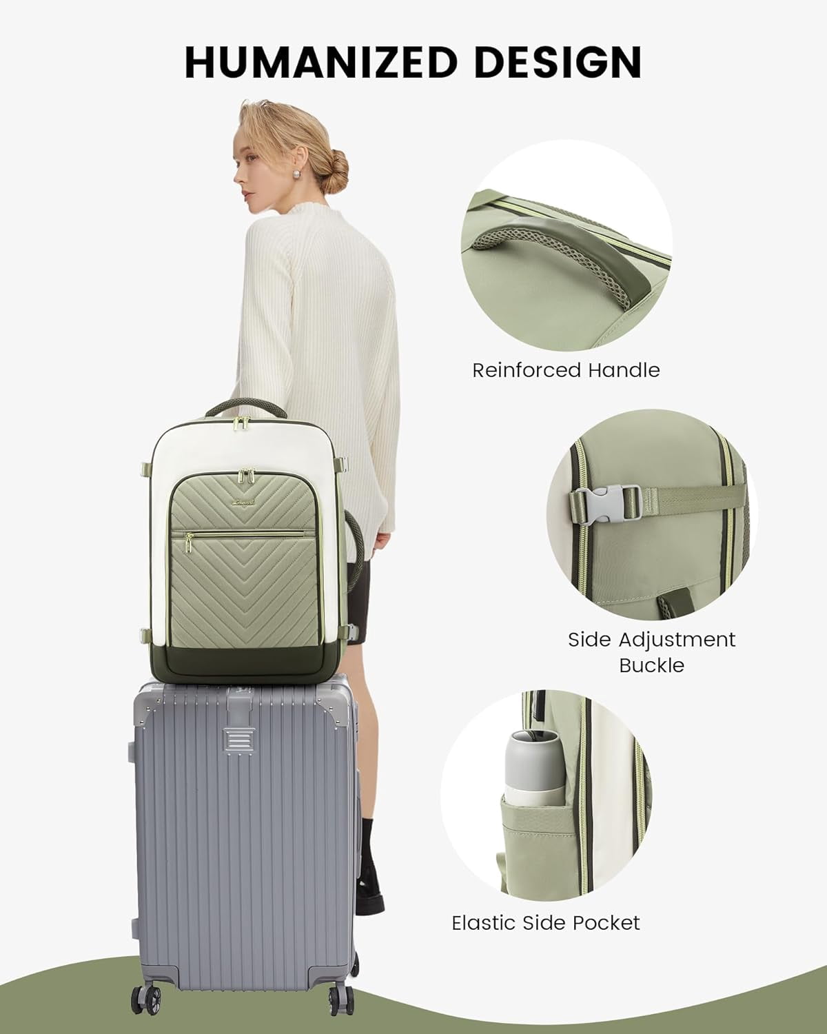 Lovevook Travel Backpack Men Women, 40L Expandable Carry-On Luggage Backpack Set Airline Approved, Larger Personal Item Travel Bag Suitcase Weekender Overnight Bag