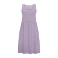 thumbnail image 4 of cfhntfmh Casual Dress for Women Summer Round Neck Tank Dress Sleeveless Flowy Plain Vacation Midi Dress with Pockets, 4 of 6