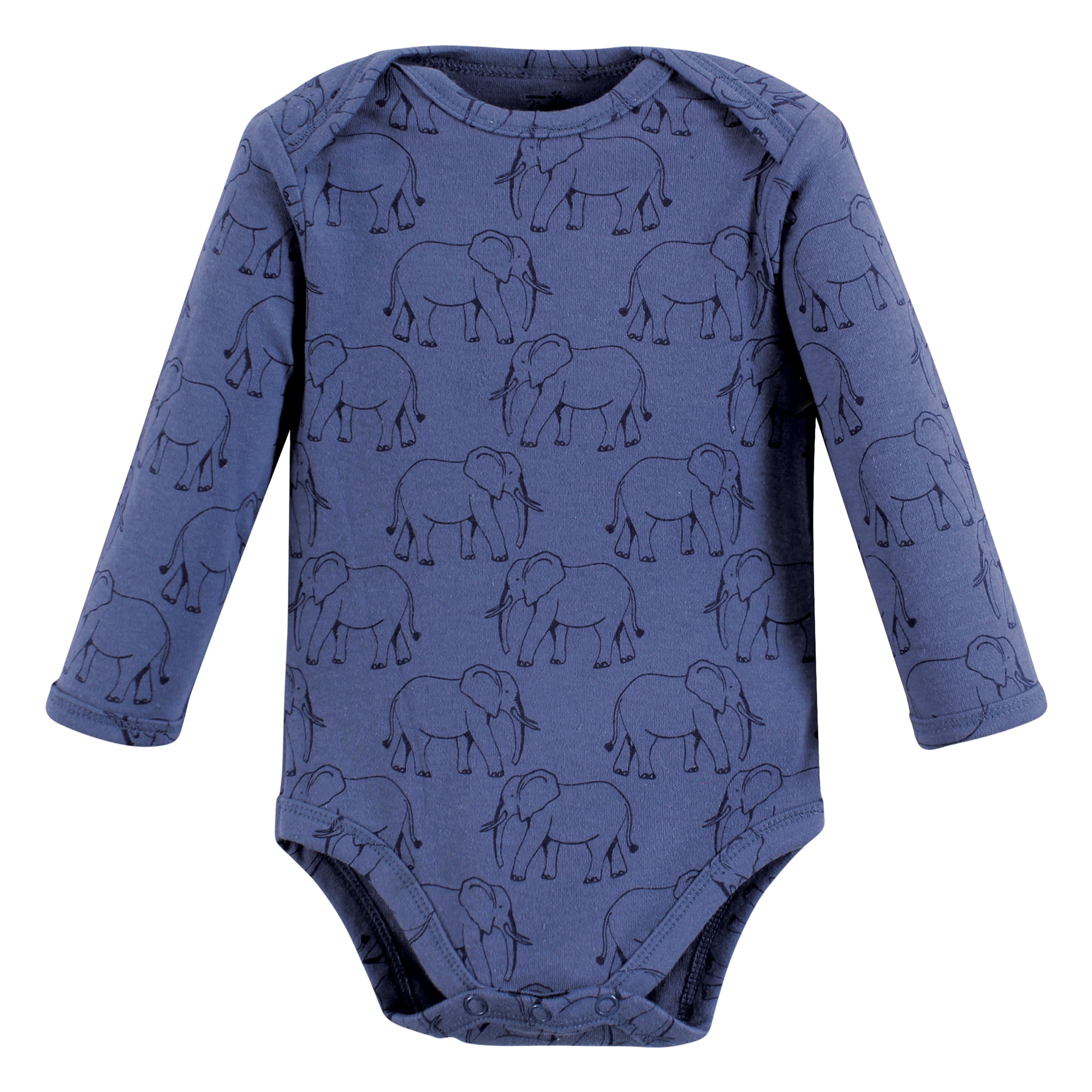 Touched by Nature Unisex Baby Organic Cotton Long-Sleeve Bodysuits, Blue Peanut, 18-24 Months