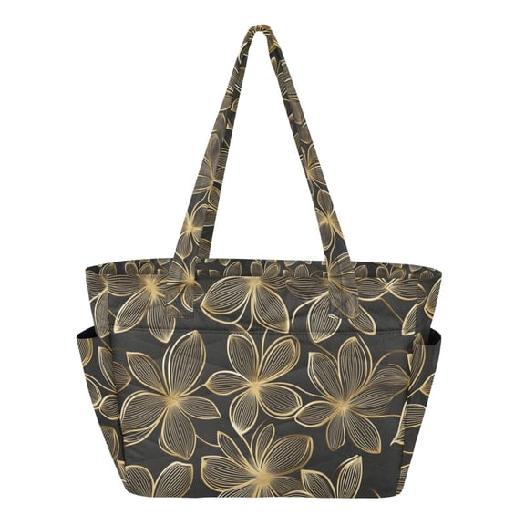 FORMRS Tote Bag for Women Quilted Large Capacity Travel Work Carry On Shoulder Handbag, Golden Elegance