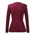 thumbnail image 1 of Spring Fall O Neck Women Long Sleeve Tshirt Casual Ruffle Top Solid Plus Size S-3XL T-Shirt, 1 of 6