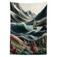thumbnail image 2 of Ambesonne Nautical Tablecloth Rectangular Table Cover, Surreal Waves Boho Botany, 52"x70", Sepia Green and Ruby, 2 of 3