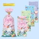 thumbnail image 5 of Bolsas de dulces de Pascua con lazos | 50 bolsas de regalo con estampado de conejito y huevo de Pascua para dulces, golosinas y recuerdos de fiesta | Bolsas de plástico OPP de 12,5 x 27 cm para, 5 of 8